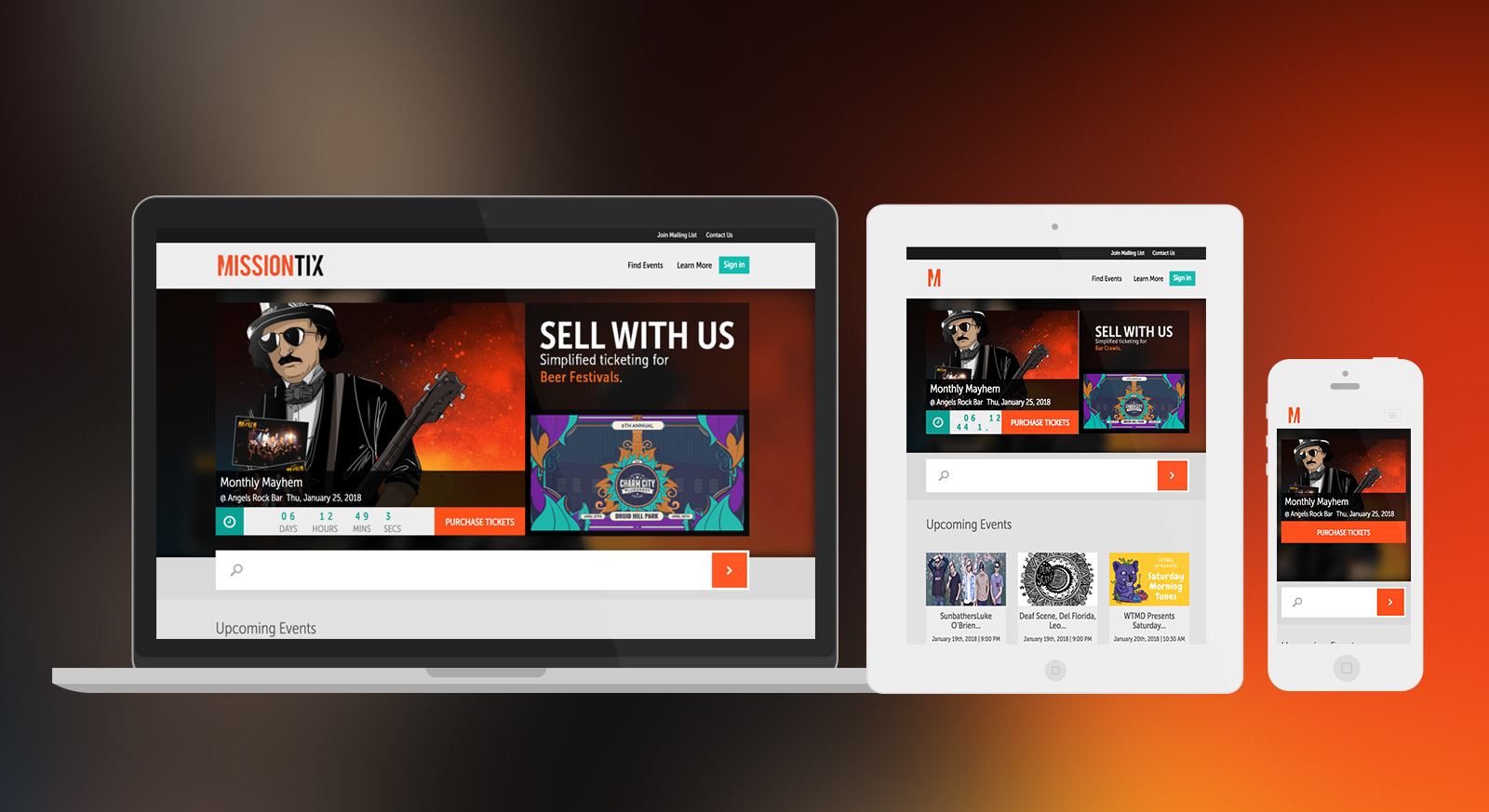 MissionTix responsive design